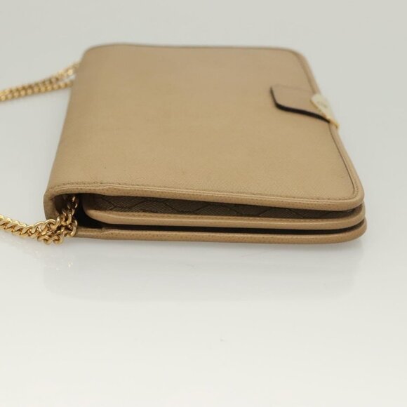 Christian Dior Chain Shoulder Bag Leather Beige Gold Auth BA2983 - Picture 4 of 16